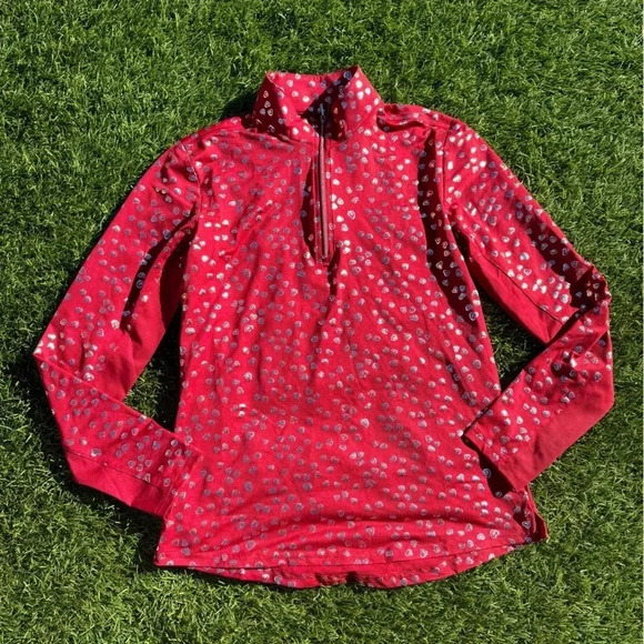 SanSoleil Sun Shirts Red Silver Heart Xs - Picture 1 of 3
